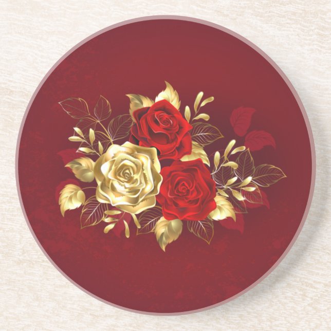 Three Jewellery Roses Coaster (Front)