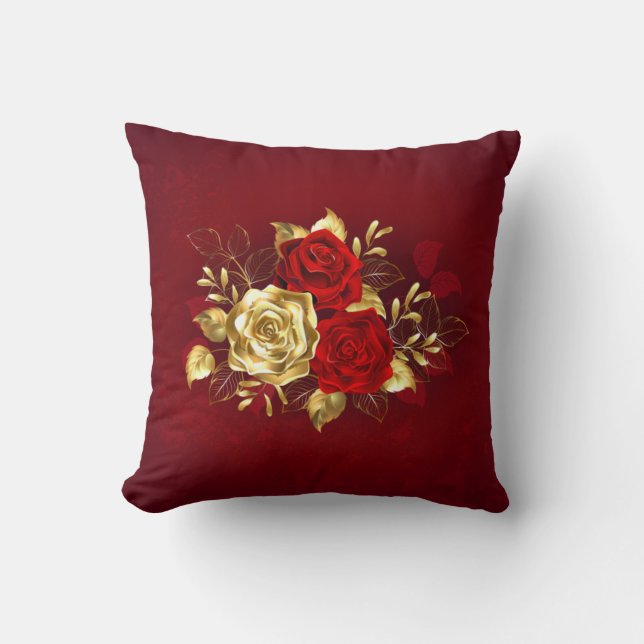 Three Jewellery Roses Cushion (Front)