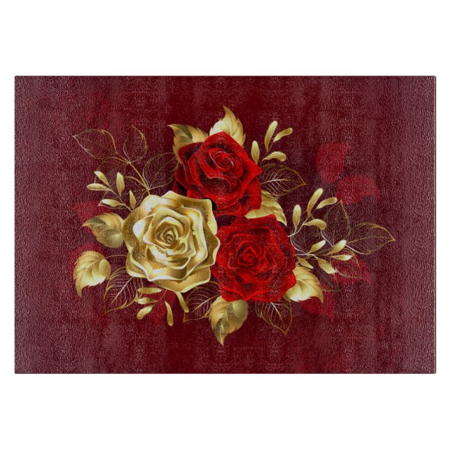 Three Jewellery Roses Cutting Board (Front)