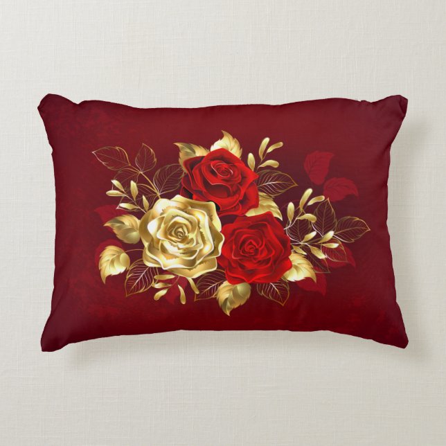 Three Jewellery Roses Decorative Cushion (Front)