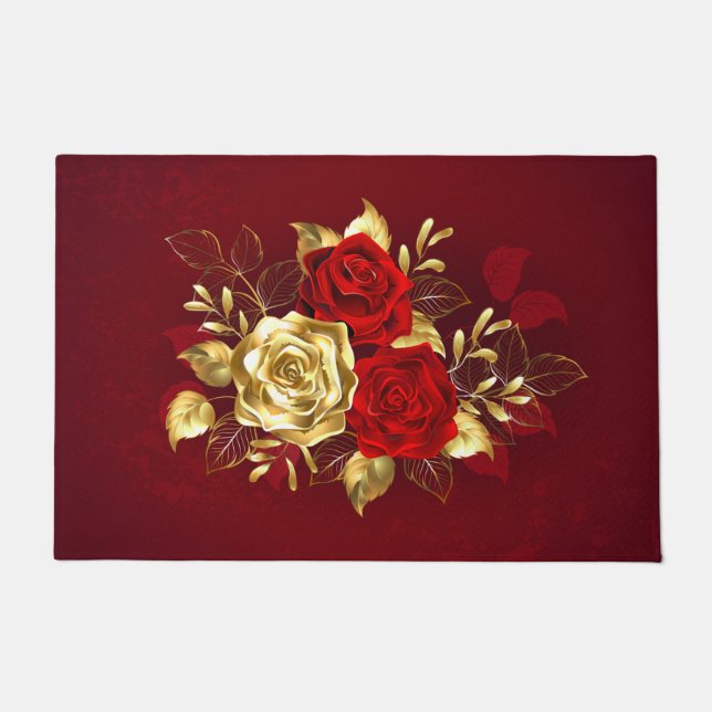 Three Jewellery Roses Doormat (Front)