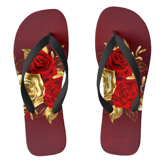 Three Jewellery Roses Flip Flops (Footbed)