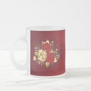 Three Jewellery Roses Frosted Glass Coffee Mug