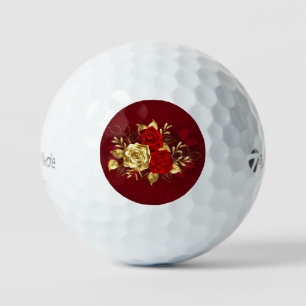 Three Jewellery Roses Golf Balls