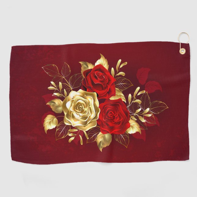 Three Jewellery Roses Golf Towel (Horizontal)