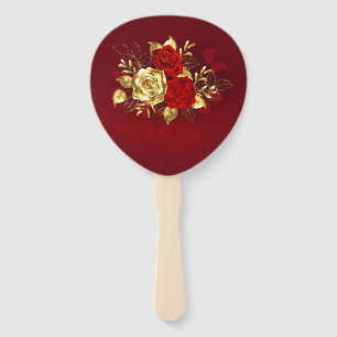Three Jewellery Roses Hand Fan