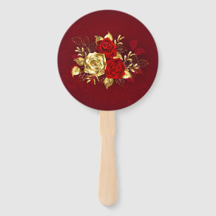 Three Jewellery Roses Hand Fan