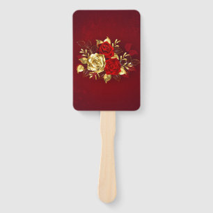Three Jewellery Roses Hand Fan
