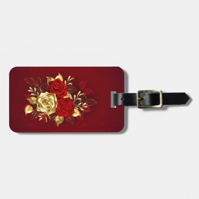 Three Jewellery Roses Luggage Tag (Front Horizontal)