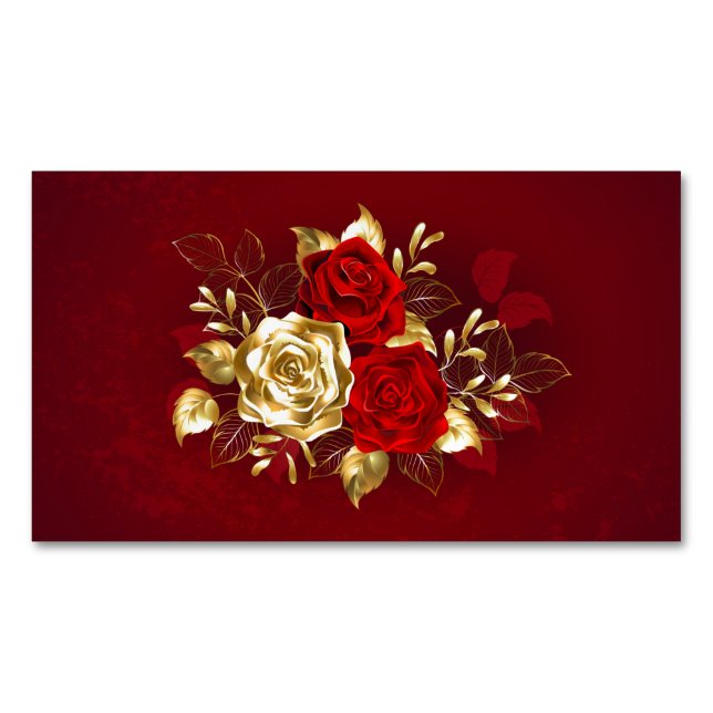 Three Jewellery Roses Magnetic Business Card (Front)