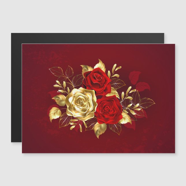 Three Jewellery Roses Magnetic Invitation (Front/Back)
