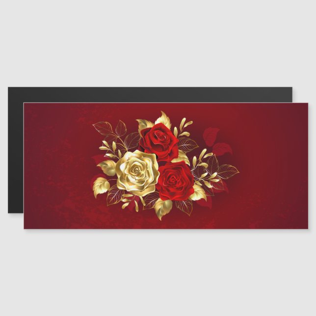 Three Jewellery Roses Magnetic Invitation (Front/Back)