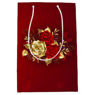 Three Jewellery Roses Medium Gift Bag