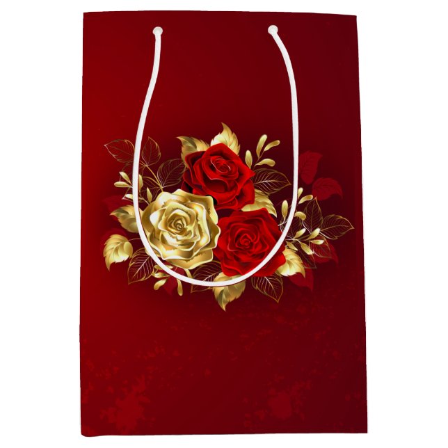 Three Jewellery Roses Medium Gift Bag (Front)