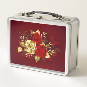 Three Jewellery Roses Metal Lunch Box