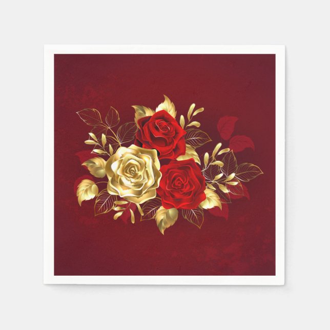 Three Jewellery Roses Napkin (Front)