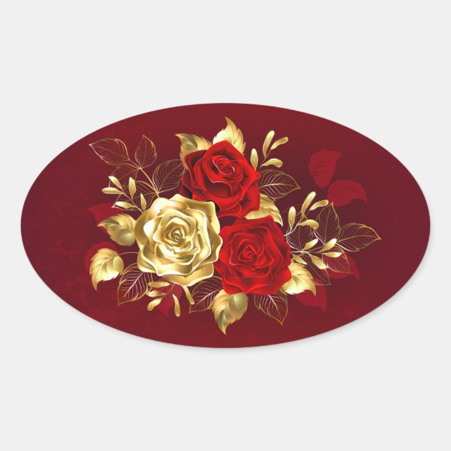 Three Jewellery Roses Oval Sticker (Front)
