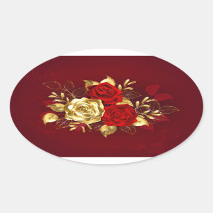 Three Jewellery Roses Oval Sticker