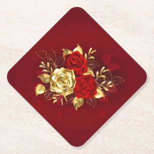 Three Jewellery Roses Paper Coaster
