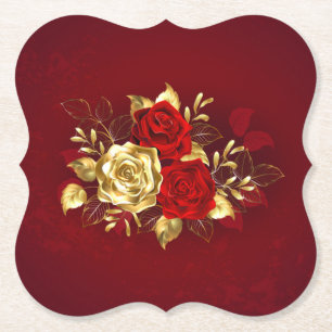 Three Jewellery Roses Paper Coaster