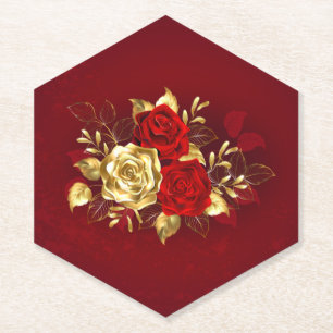 Three Jewellery Roses Paper Coaster