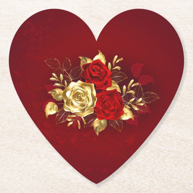 Three Jewellery Roses Paper Coaster (Front)