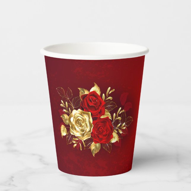 Three Jewellery Roses Paper Cups (Front)