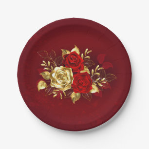Three Jewellery Roses Paper Plate