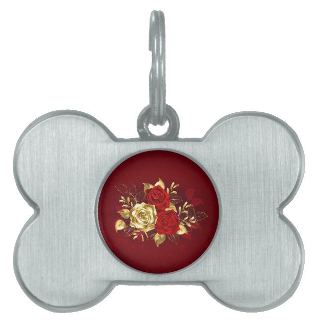 Three Jewellery Roses Pet ID Tag (Front)