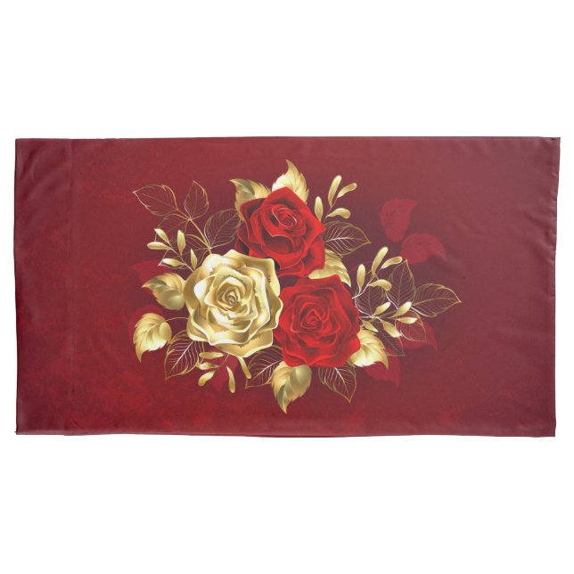 Three Jewellery Roses Pillowcase (Front-Left)