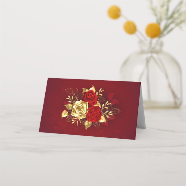 Three Jewellery Roses Place Card (Front)