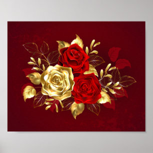 Three Jewellery Roses Poster