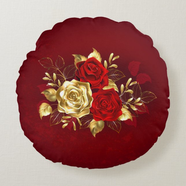 Three Jewellery Roses Round Cushion (Front)