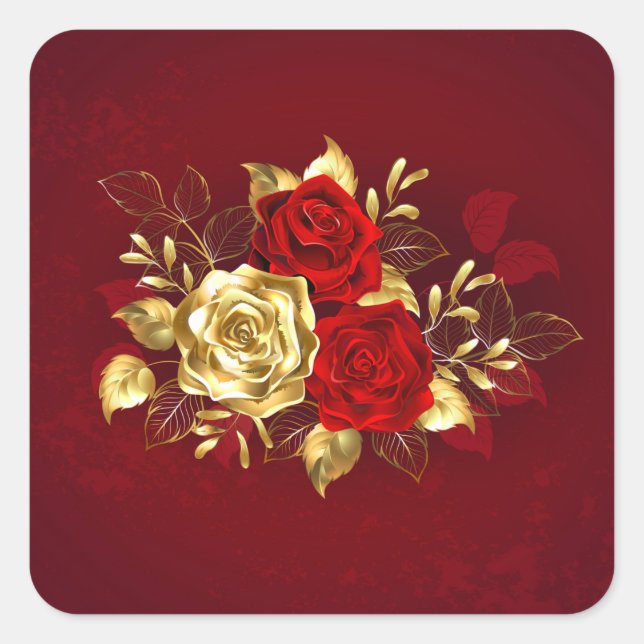 Three Jewellery Roses Square Sticker (Front)
