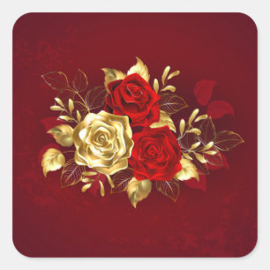 Three Jewellery Roses Square Sticker