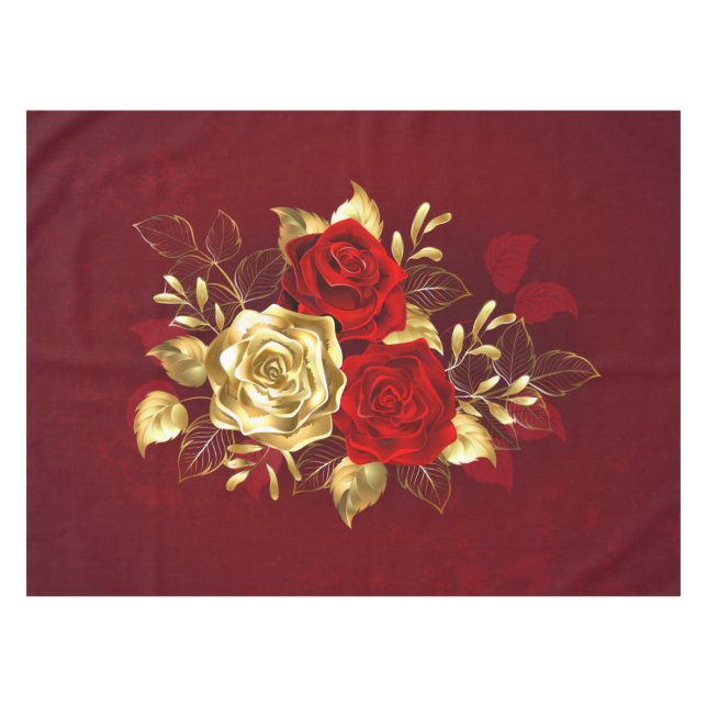 Three Jewellery Roses Tablecloth (Front (Horizontal))