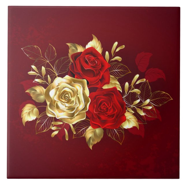 Three Jewellery Roses Tile (Front)