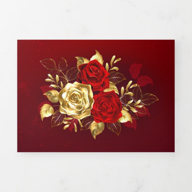 Three Jewellery Roses Tri-Fold Invitation (Cover)