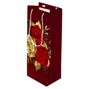 Three Jewellery Roses Wine Gift Bag