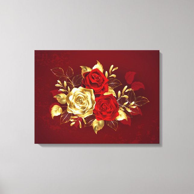 Three Jewelry Roses Canvas Print (Front)