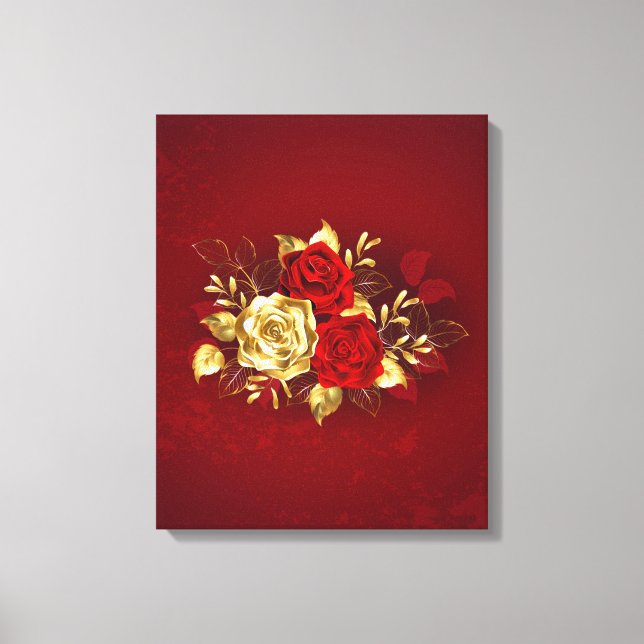 Three Jewelry Roses Canvas Print (Front)