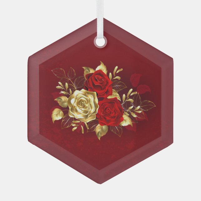 Three Jewelry Roses Glass Tree Decoration (Front)