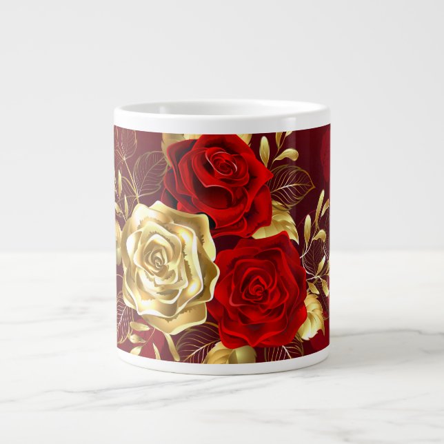 Three Jewelry Roses Large Coffee Mug (Front)