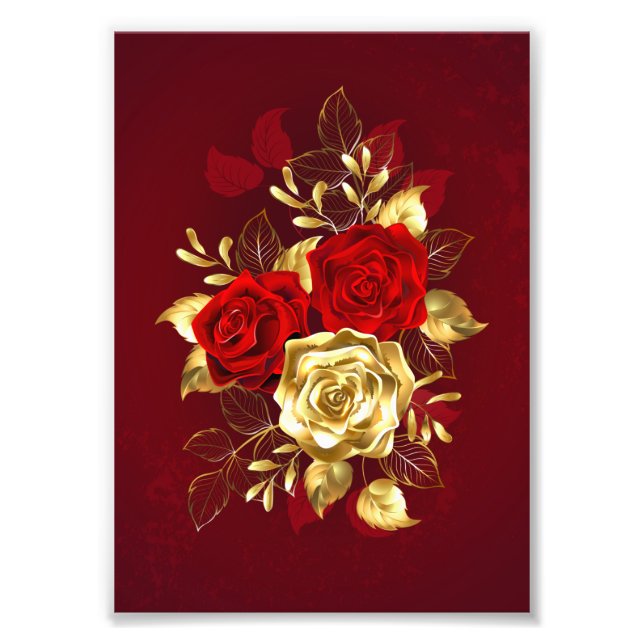 Three Jewelry Roses Photo Print (Front)