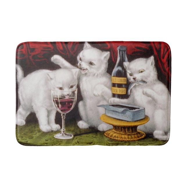 Three Jolly Kittens at the Feast Bath Mat (Front)