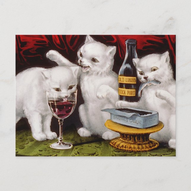 Three Jolly Kittens Holiday Postcard (Front)