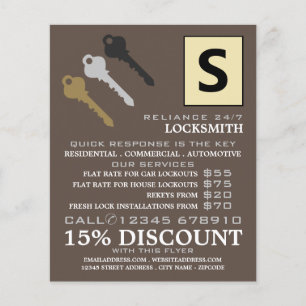Three Keys & Logo, Locksmith Advertising Flyer