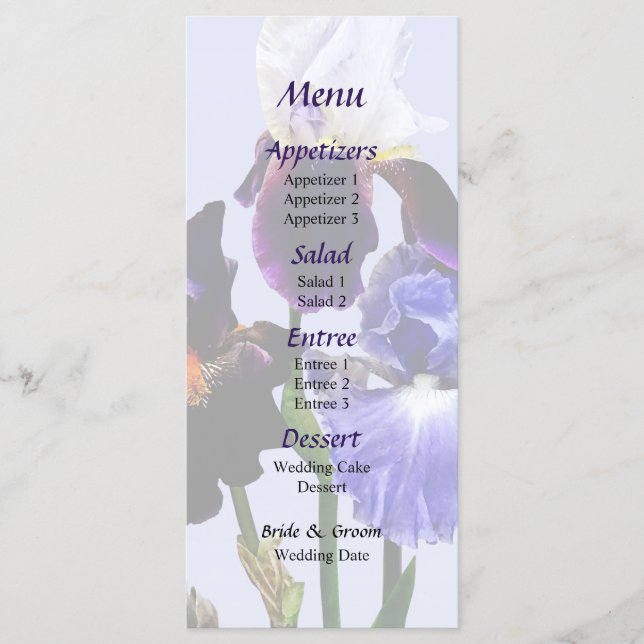 Three Kinds of Irises Wedding Menu (Front)