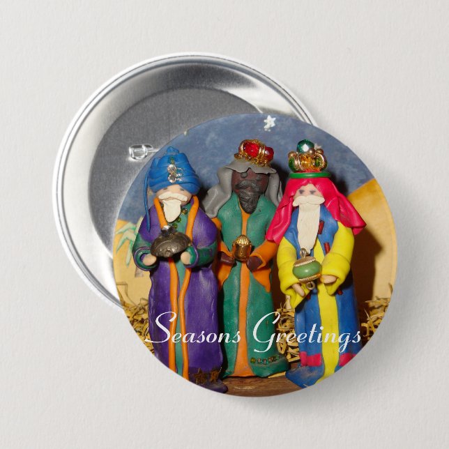 Three kings bearing gifts for baby Jesus christmas 7.5 Cm Round Badge (Front & Back)