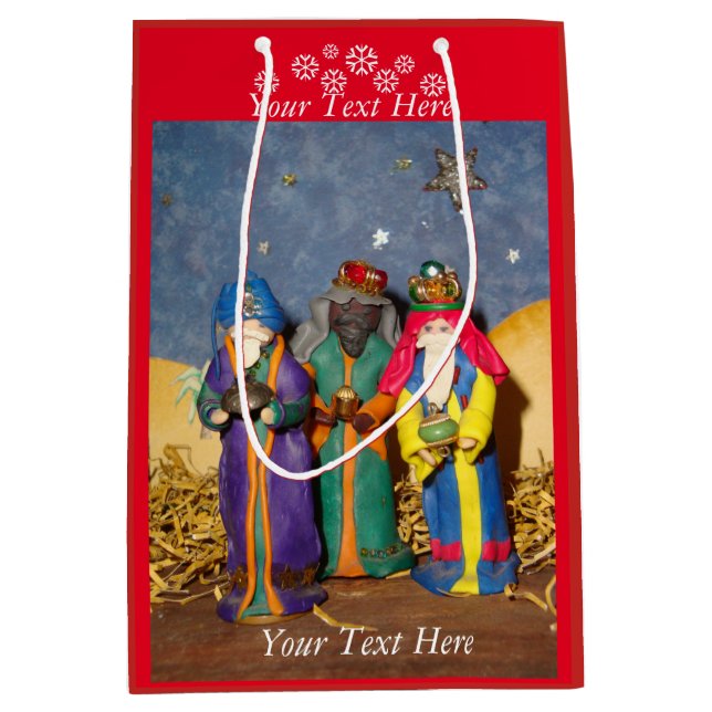 Three kings bearing gifts for baby Jesus christmas Medium Gift Bag (Front)